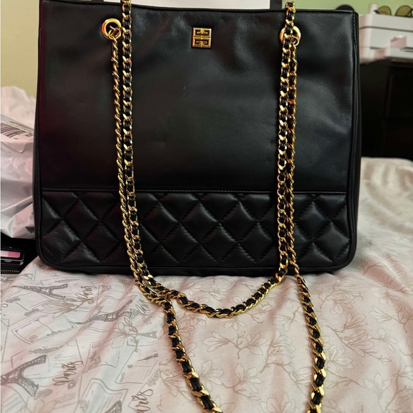 Givenchy Black and Gold Quilted Shoulder Bag